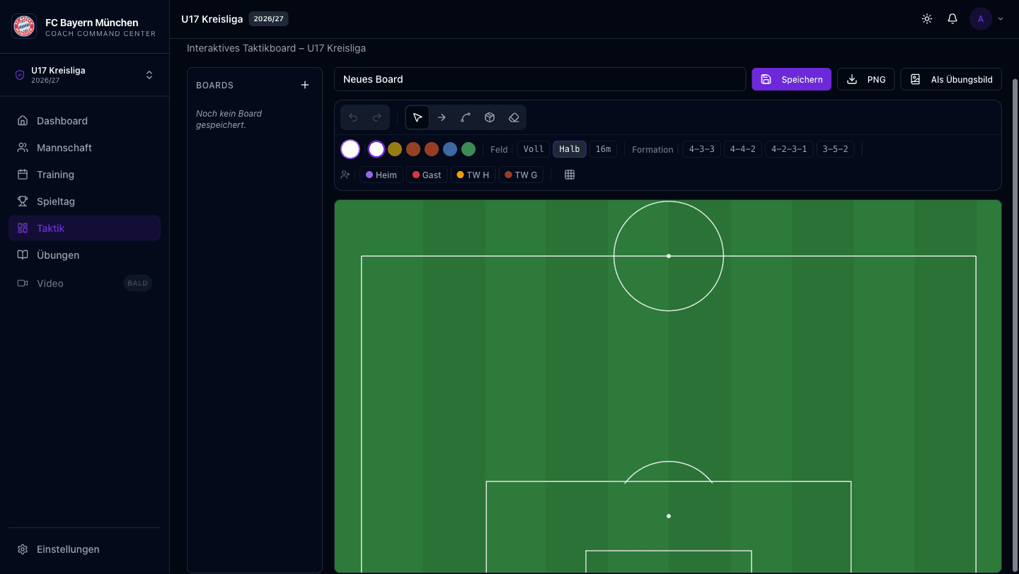 Taqticlab Taktikboard – Halbfeld Dark Mode